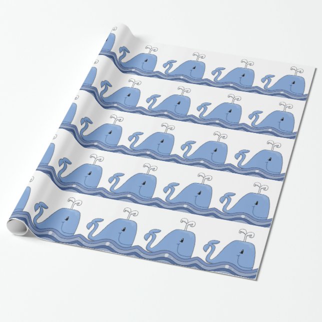 Navy Blue Whale Baby Dusche Geschenkpapier (Ungerollt)