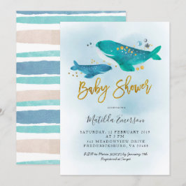 Navy Blue Whale Baby Shower Einladung