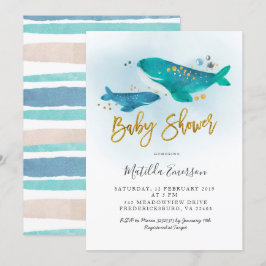 Navy Blue Whale Baby Shower Einladung