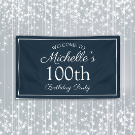 Navy Blue White 100. Geburtstagsparty Banner
