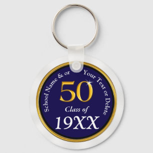 Navy Blue, White 50 Year ClassRéunion Souvenirs Schlüsselanhänger
