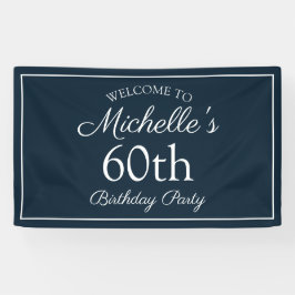 Navy Blue White 60. Geburtstagsparty Banner