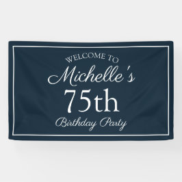 Navy Blue White 75. Geburtstagsparty Banner