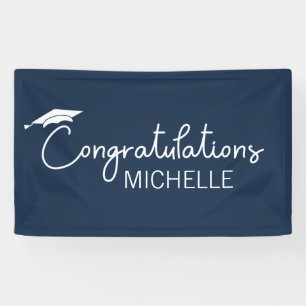 Navy Blue White Abschluss Herzlichen Glückwunsch Banner