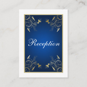 Navy Blue, White and Gold Floral Enclosure Card Begleitkarte