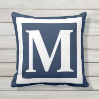 Navy Blue White Bold Monogram Initial