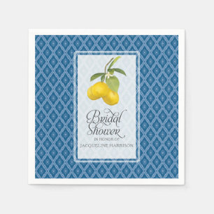 Navy Blue White Brautparty Lemon Citrus Muster Serviette