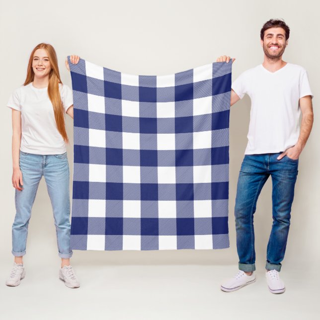 Navy Blue White Buffalo Kariertes Bauernhaus Fleecedecke (Beispiel)
