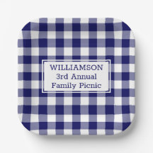 Navy Blue White Buffalo Karo Family Picnic