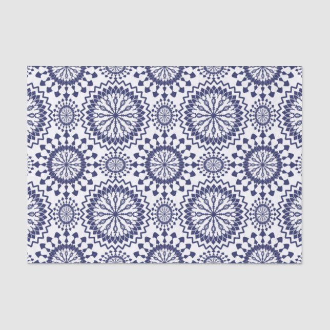 Navy Blue White Circle Muster Seidenpapier (Vorderseite)