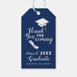 Navy Blue White Class 2025 Abschluss Vielen Dank Geschenkanhänger