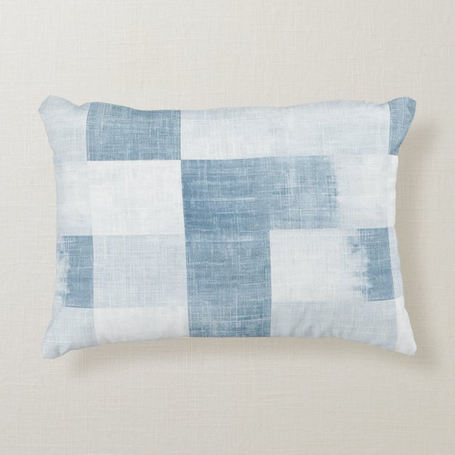 Navy Blue White Denim Jean Stripes Dekokissen (Vorderseite)