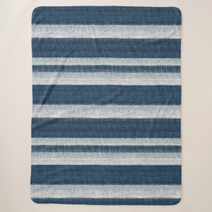 Navy Blue White Denim Jean Stripes Weihnachten Sherpadecke