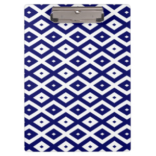 Navy-Blue-White-Diamantmuster Klemmbrett