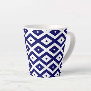 Navy-Blue-White-Diamantmuster Milchtasse