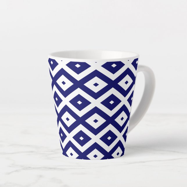 Navy-Blue-White-Diamantmuster Milchtasse (Rechte Ecke)