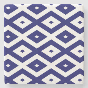Navy-Blue-White-Diamantmuster Steinuntersetzer