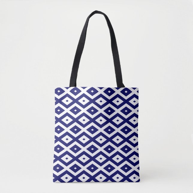 Navy-Blue-White-Diamantmuster Tasche (Vorderseite)