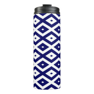 Navy-Blue-White-Diamantmuster Thermosbecher