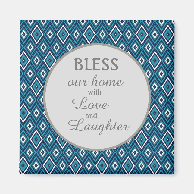 Navy Blue White Diamond segnet unsere Zuhause Magnet (Vorne)