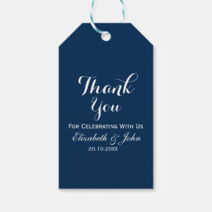 Navy Blue White Elegant Wedding Vielen Dank Geschenkanhänger