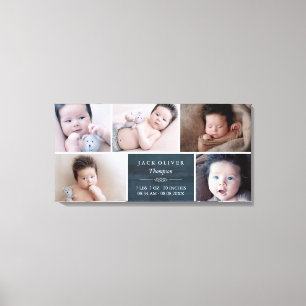 Navy Blue & White Foto Collage Baby Leinwanddruck