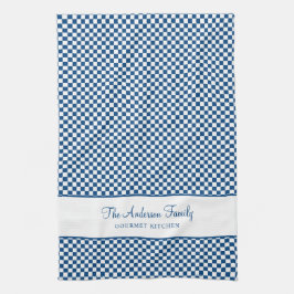 Navy Blue White Französisch Karierter Karo Country Geschirrtuch