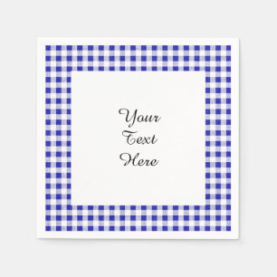 Navy Blue White Gingham Pattern Serviette