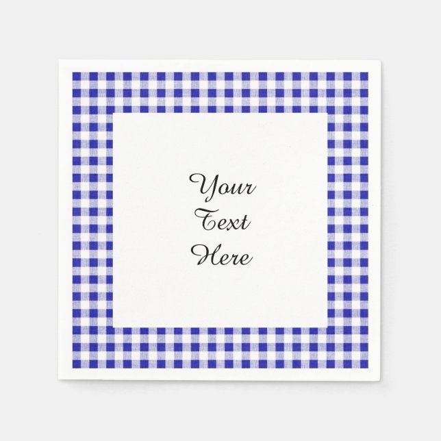Navy Blue White Gingham Pattern Serviette (Vorderseite)