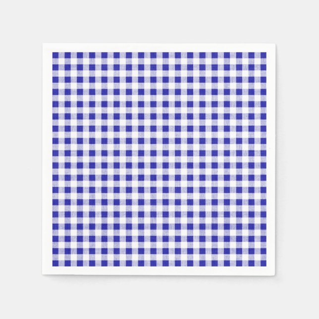 Navy Blue White Gingham Pattern Serviette (Vorderseite)