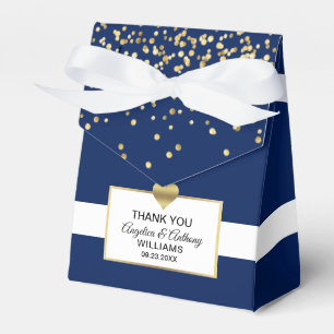 Navy Blue White Gold Heart Party Gefallen Hochzeit Geschenkschachtel