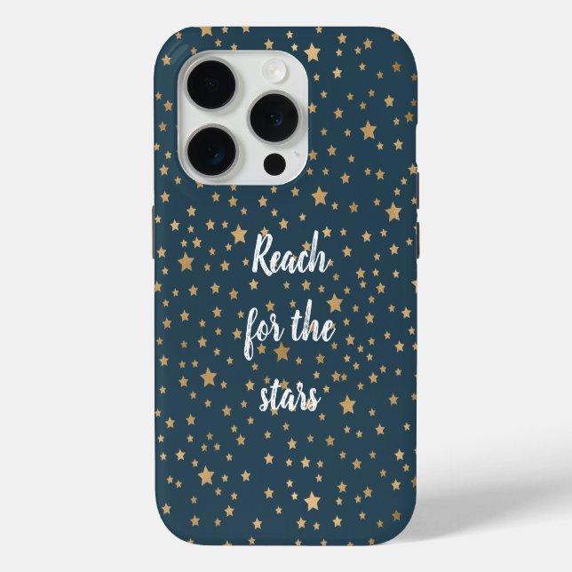 Navy Blue White Gold Stars Case-Mate iPhone Hülle (Rückseite)