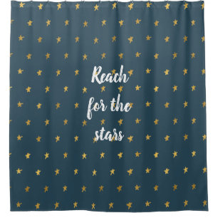 Navy Blue White Gold Stars Duschvorhang
