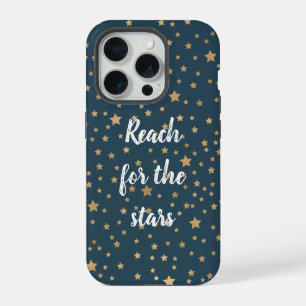 Navy Blue White Gold Stars iPhone 15 Pro Hülle