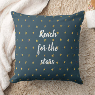 Navy Blue White Gold Stars Kissen
