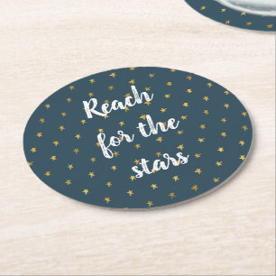 Navy Blue White Gold Stars Runder Pappuntersetzer