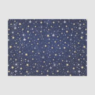 Navy Blue White & Gold Stars Seidenpapier