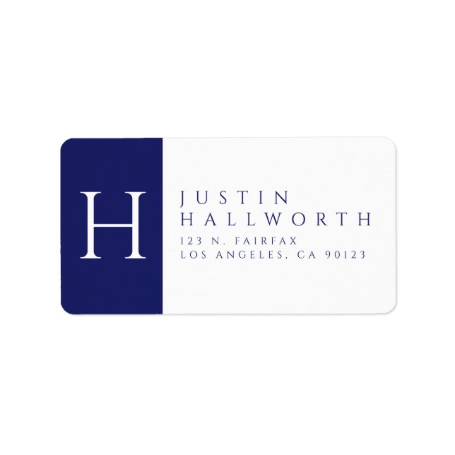 Navy Blue & White | Klassische Rücksendeadresse Adressaufkleber (Vorne)