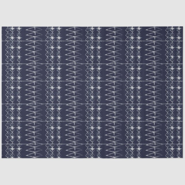 Navy Blue White Lines Gefärbte Krawatte Traditione Seidenpapier (Vorderseite)