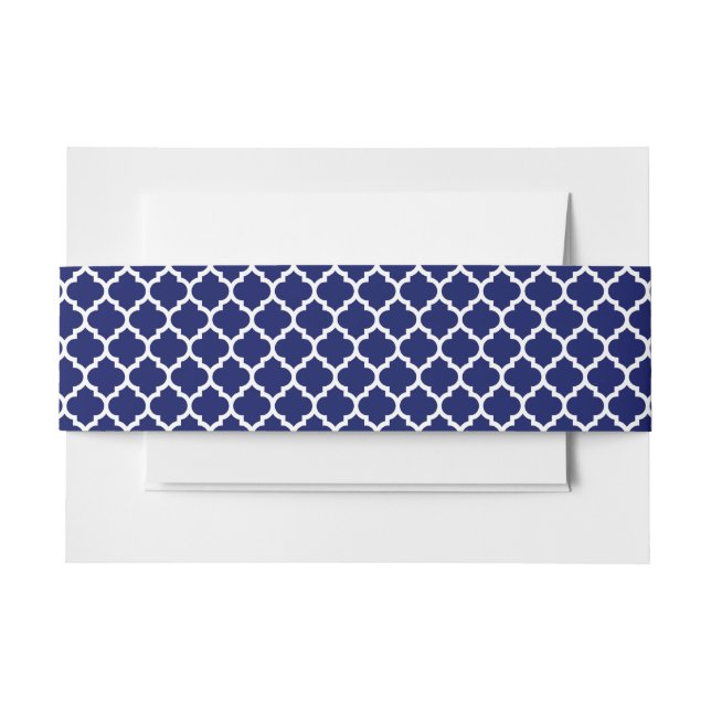 Navy Blue White marokkanische Quatrefolienmuster # Einladungsbanderole (Vorderseite Beispiel)