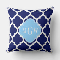 Navy Blue White Marokko #5 Sky Blue Name Monogram