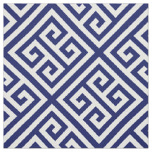 Navy Blue White Med Griechischer Key Diag T Muster