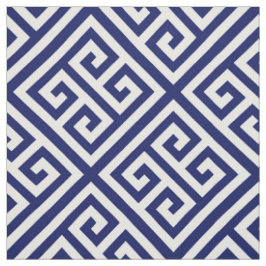 Navy Blue White Med Griechischer Key Diag T Muster Stoff