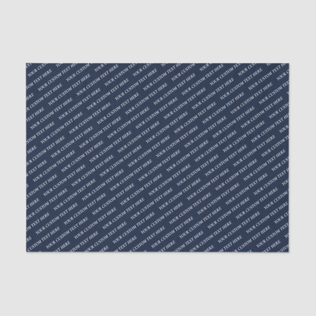 Navy Blue & White Minimal Custom Text Tissue Paper Seidenpapier (Vorderseite)