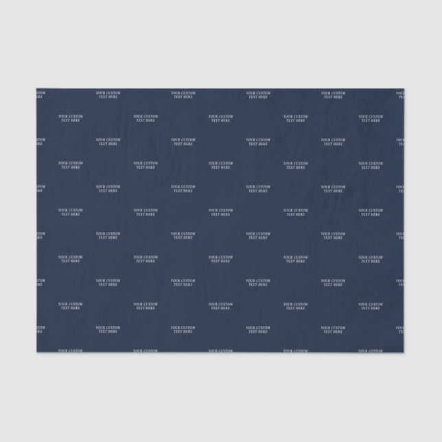 Navy Blue & White Minimal Custom Text Tissue Paper Seidenpapier (Vorderseite)