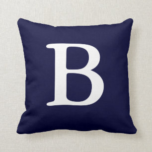 Navy Blue White Mit Monogramm B Throw Kissen