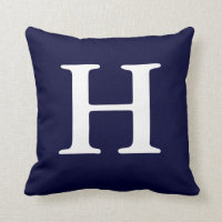 Navy Blue White Mit Monogramm H Throw Kissen