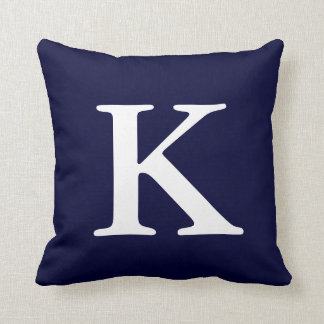 Navy Blue White Mit Monogramm K Throw Kissen