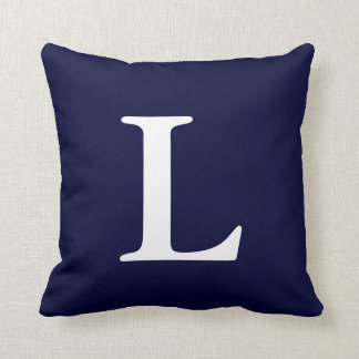Navy Blue White Mit Monogramm L Throw Kissen