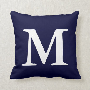 Navy Blue White Mit Monogramm m Throw Kissen